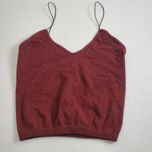 Intimately Free People Cami Camisole Crop Top Sparkly Glitter Burgundy Women M/L